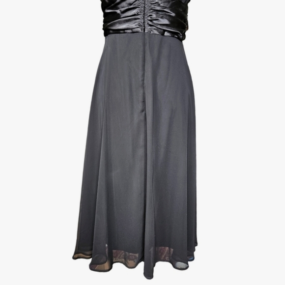 Connected Apparel strapless black chiffon midi dress ties around neck Size 12 - Picture 8 of 16
